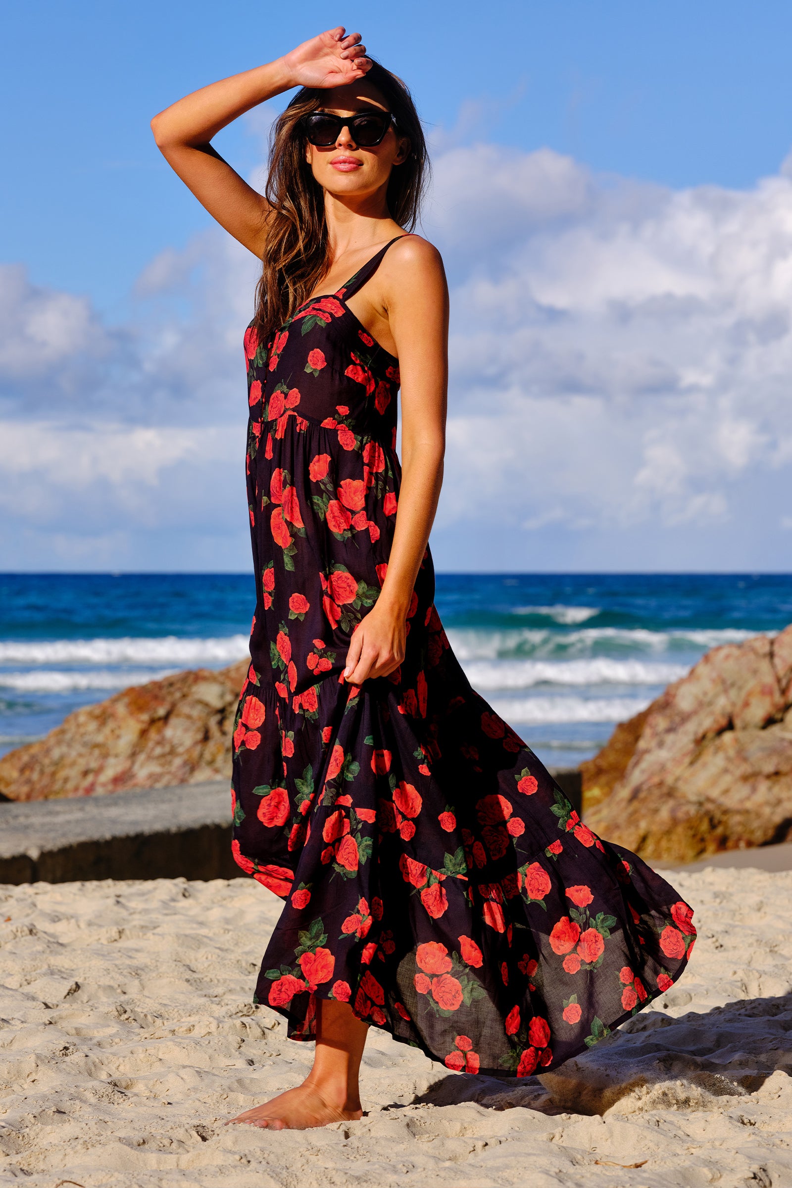 Sweetheart Neckline Maxi Dress PLUCKED ROSES – UNE PIECE