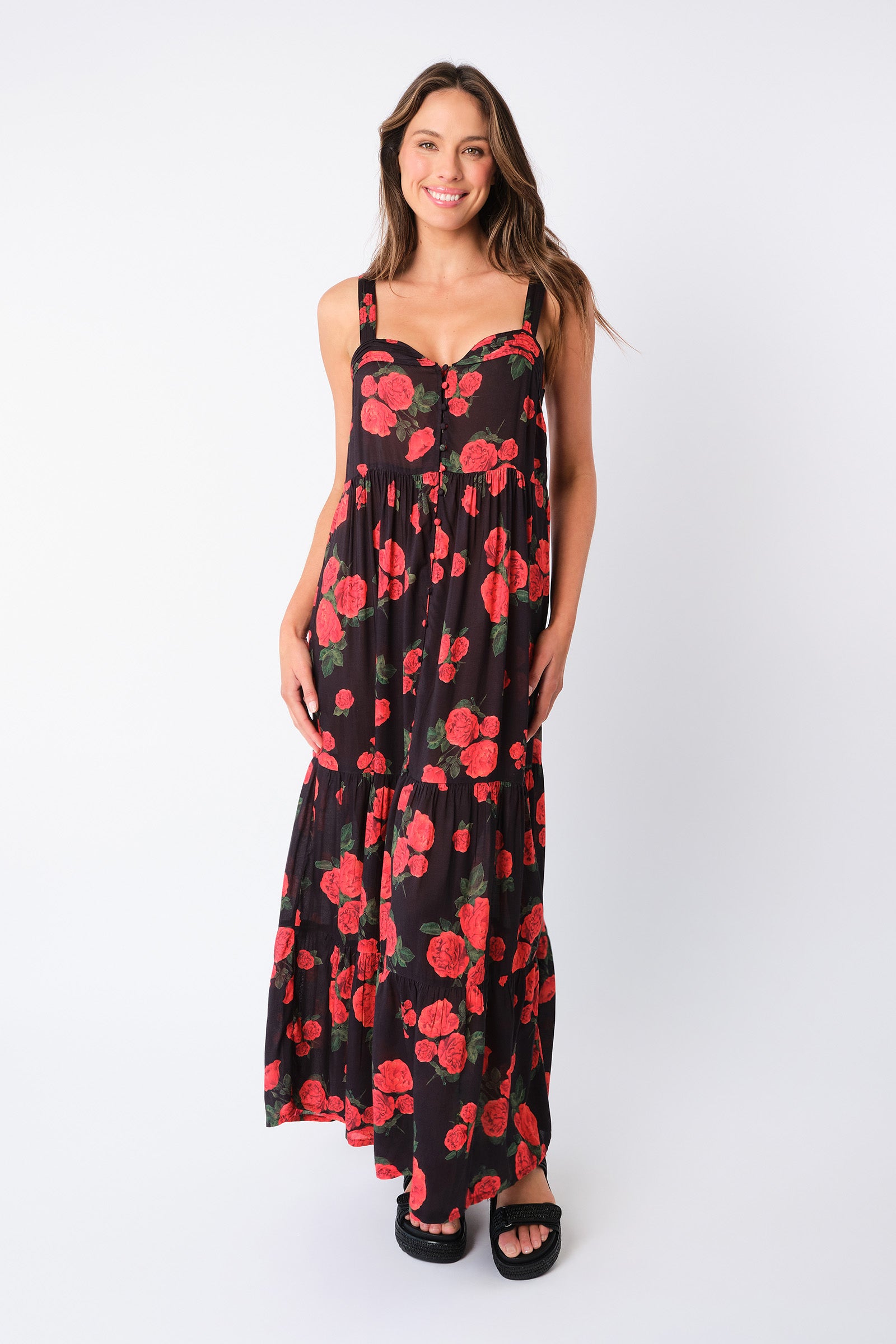 Sweetheart Neckline Maxi Dress PLUCKED ROSES – UNE PIECE