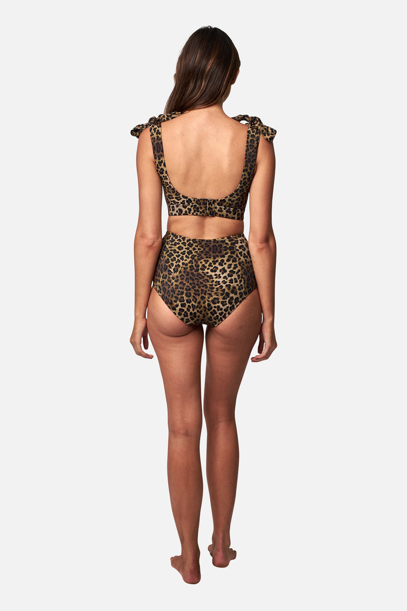 RED LEOPARD HIGH NECK CHEEKY BODYSUIT SIZE UK 6/US 2 SAMPLE SALE
