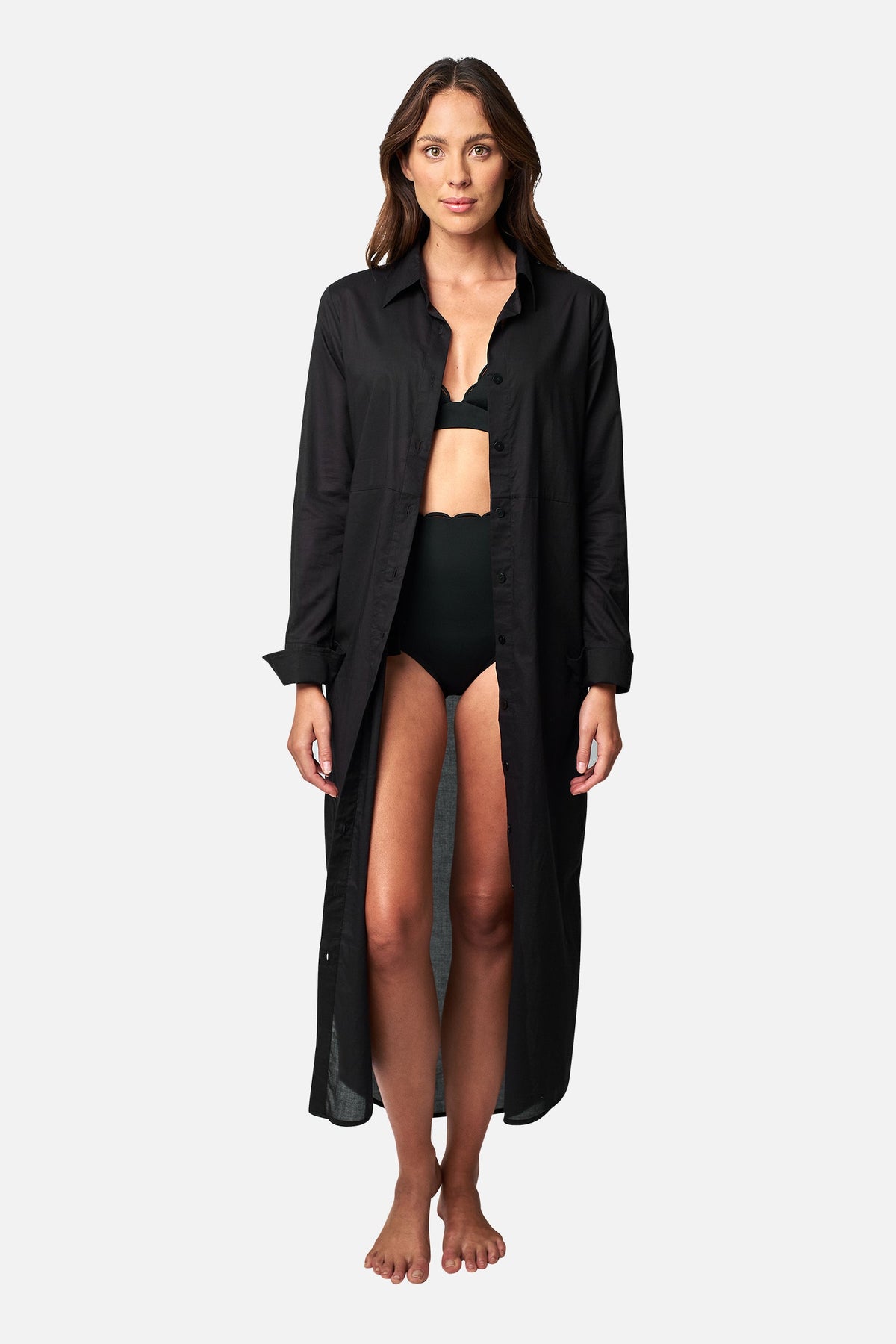 dresses myrtle beach Skipper Shirt Dress - Black